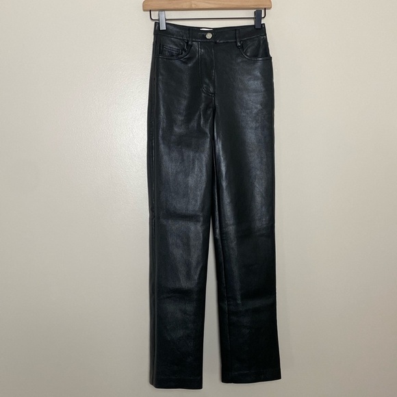 Aritzia Wilfred The Melina Pant High Rise Vegan Leather Black Size 00 - Picture 2 of 16